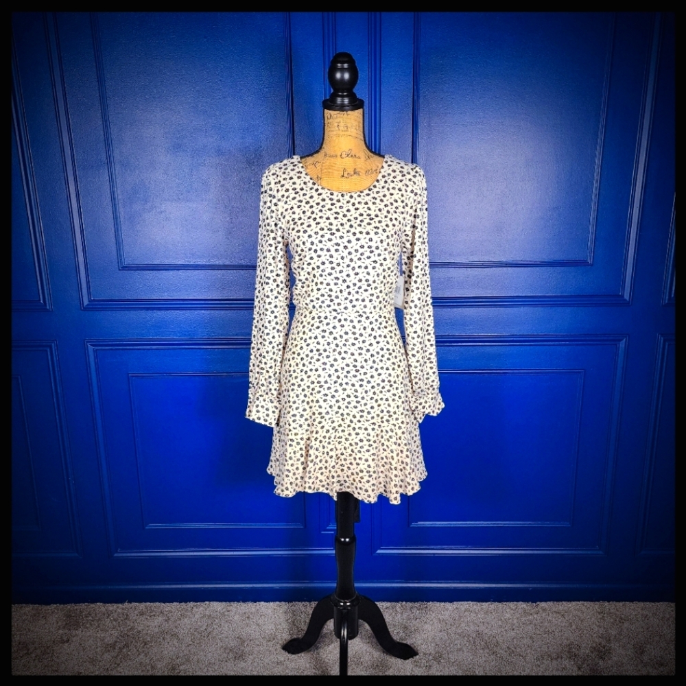 Row A Long Sleeve Floral Mini Swing Dress